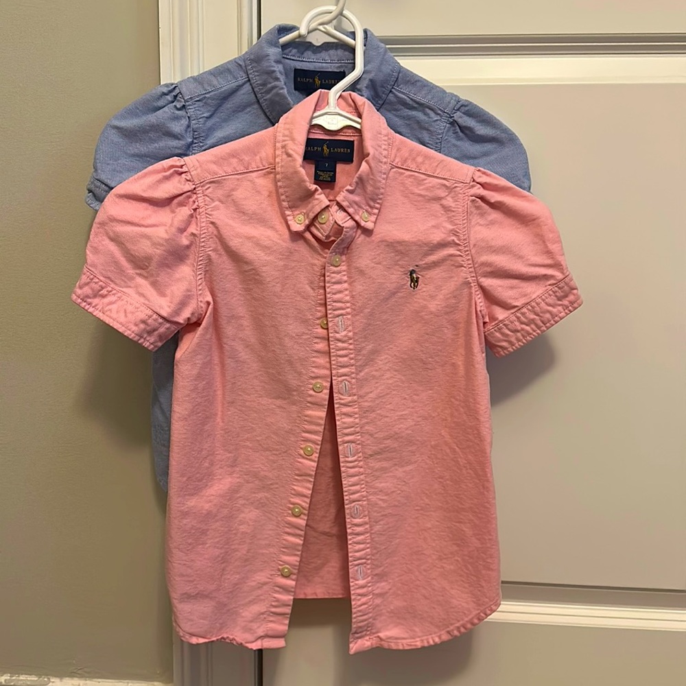 TWO Ralph Lauren Oxford puff sleeve shirts